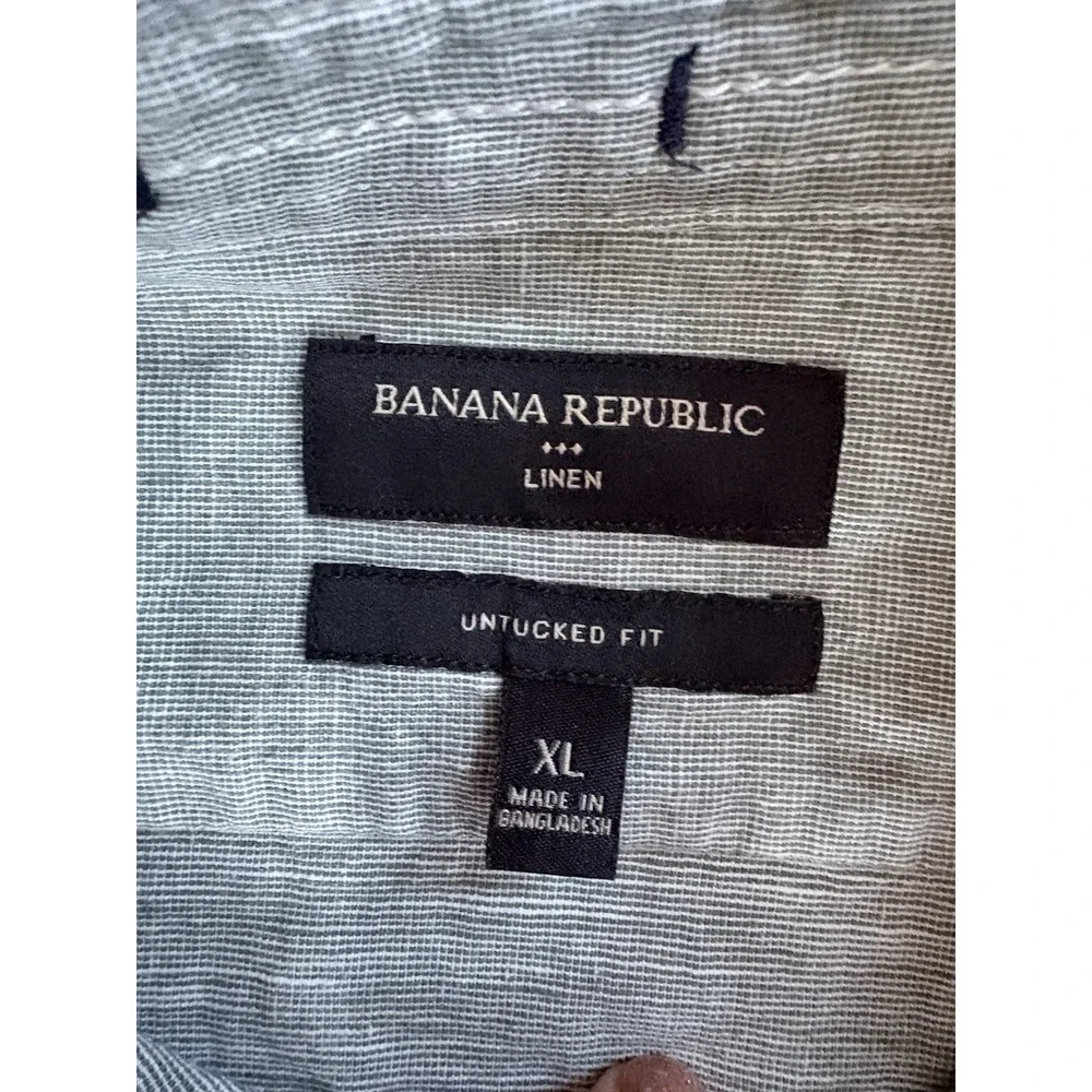 Banana Republic Linen Cotton Blend Shirt Men's Size‎ XL Untucked Fit Green